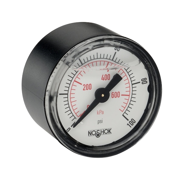 Pressure Gauge, 0 to 600 psi psi, 4 in Dial, 1/4 in; 1/2 in NPT, Back Location